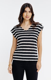 Pull sans manches rayé