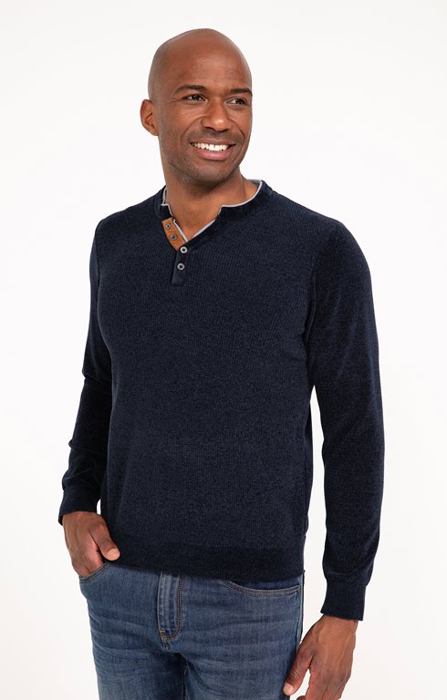 Pull col tunisien chenille