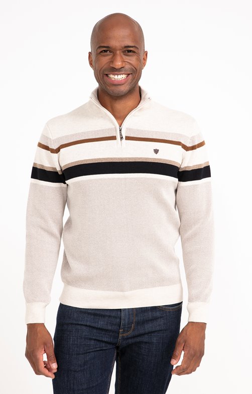 Pull col montant rayé