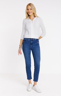 Pantacourt coupe slim broderie fleurs