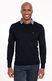 Pull uni col rond avec chemise suede