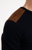 Pull col rond uni suede
