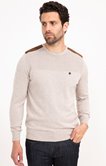 Pull col rond uni suede coton
