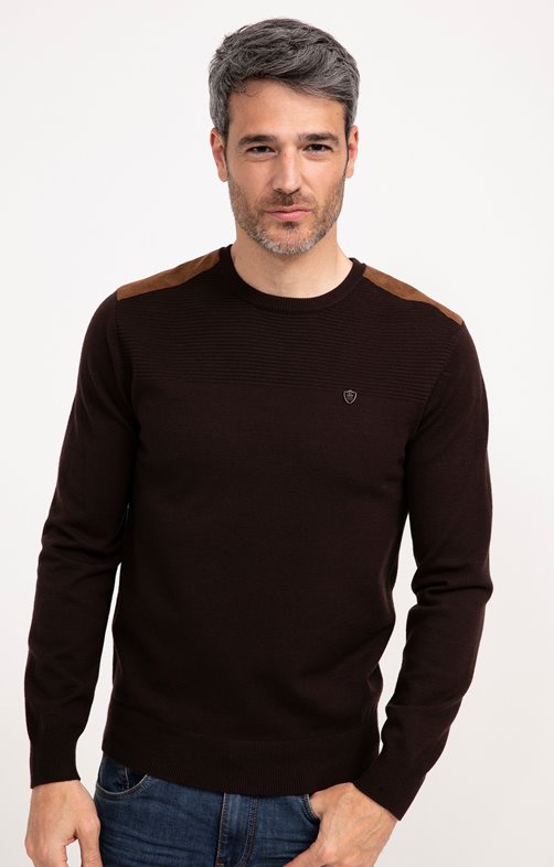 Pull col rond uni Sued