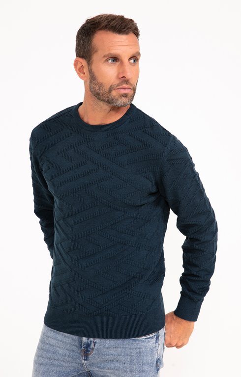 Pull col rond jacquard zaggy