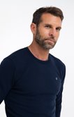 Pull col rond bicolore Marin