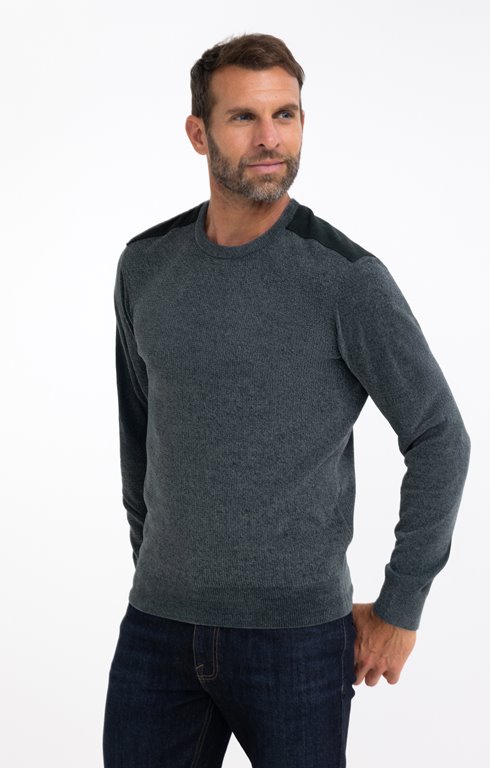 Pull col rond côtelé Chenille