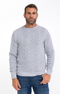 Pull col rond uni jacquard Nuage