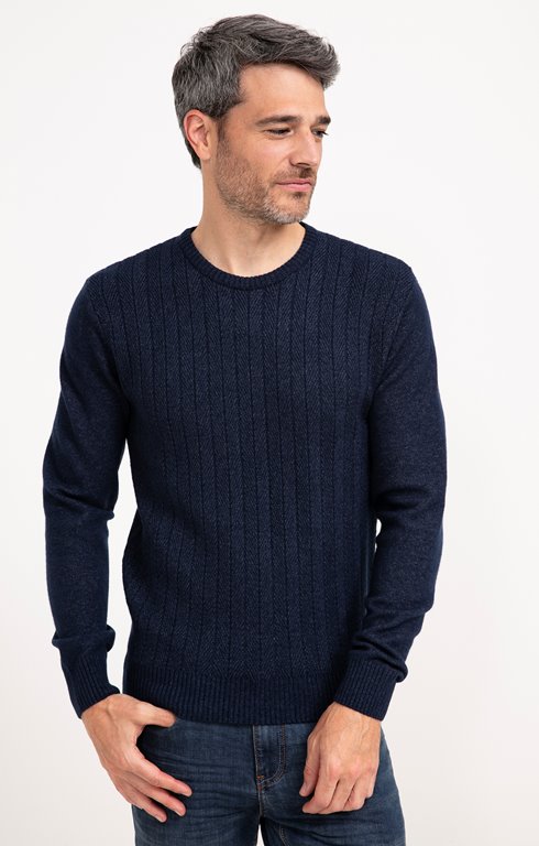 Pull col rond uni flaty