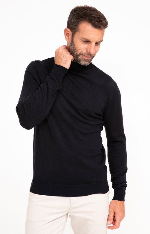 Pull uni col roulé 