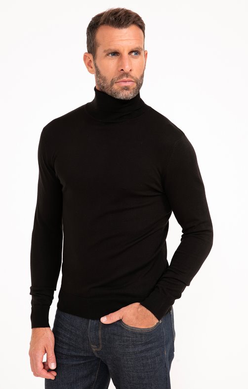 Pull uni col roulé 