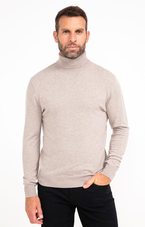 Pull uni col roulé 