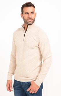 Pull col montant jacquard uni Losange