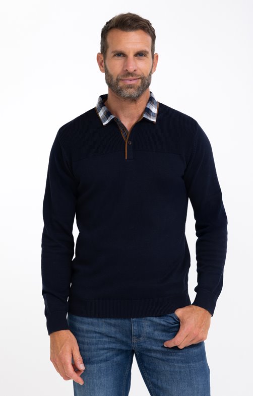 Pull uni double col polo Caro