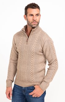Pull col montant uni torsade