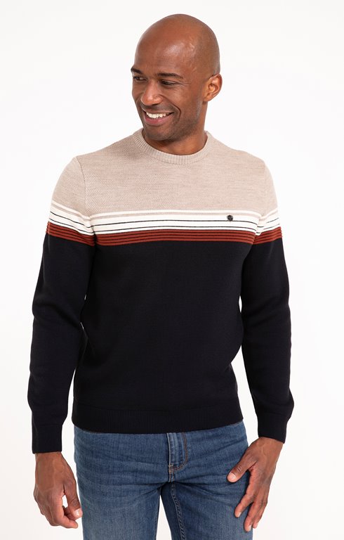 Pull col rond rayé Rizeray