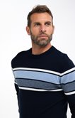 Pull col rond rayé Army