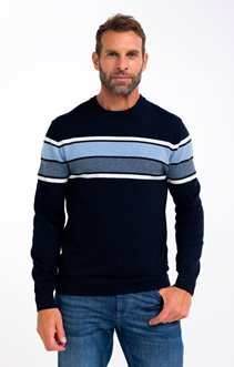 Pull col rond rayé Army