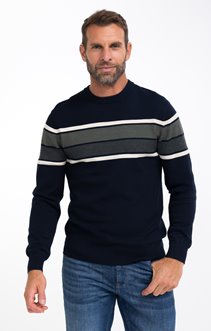 Pull col rond rayé Army