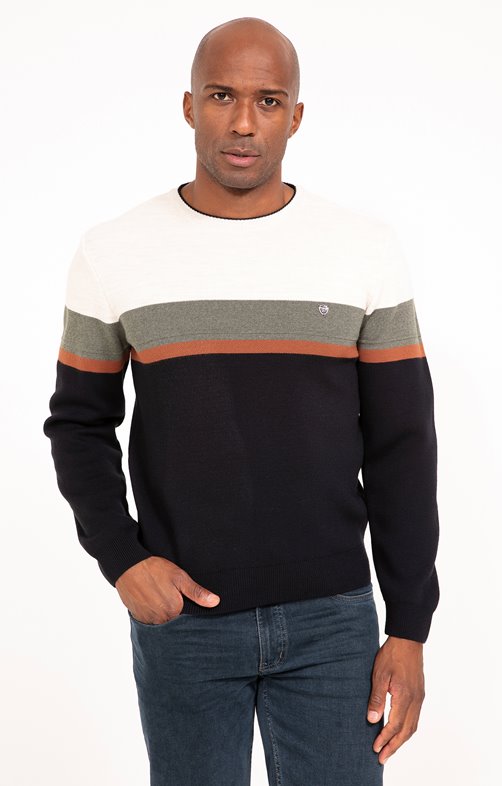 Pull col rond rayé Nil