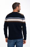 Pull col rond rayé Beige stripe