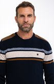 Pull col rond rayé Beige stripe