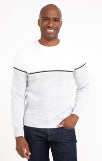 Pull col rond rayé jacquard Frise