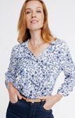 Chemise imprimé fleurs bleues