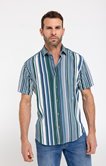 Chemise manches courtes rayée VERTE