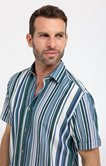 Chemise manches courtes rayée VERTE