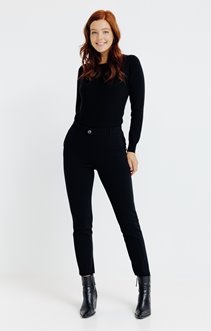 pantalon maille slim bouton fantaisie 