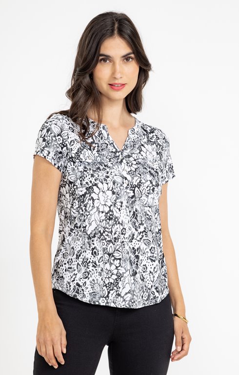 Tee-shirt imprimé col mao