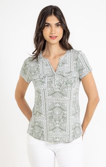 Tee-shirt imprimé col mao