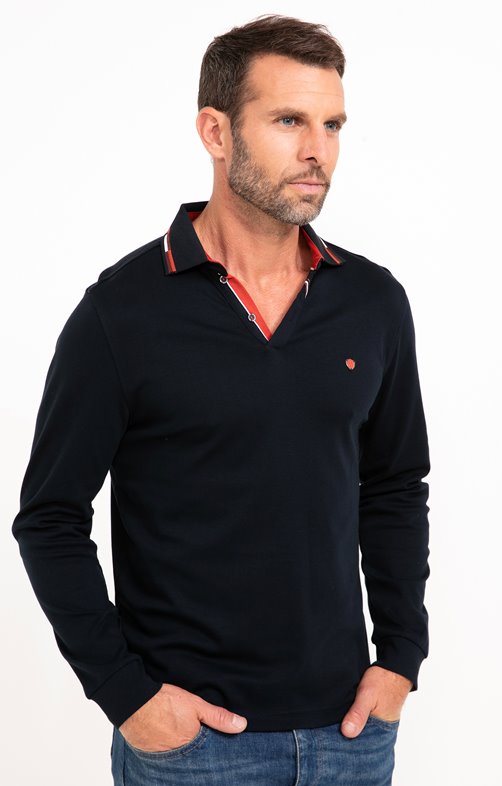 Polo manches longues Brique