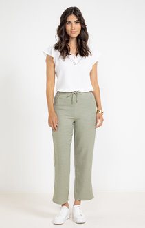 Pantalon fluide coupe large ceinture dos