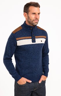 Pull col montant rayé Natural