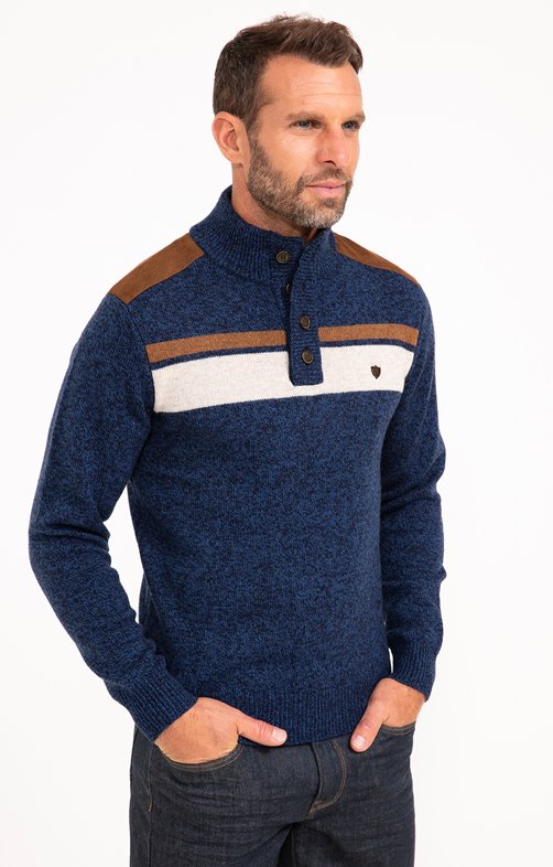 Pull col montant rayé Natural