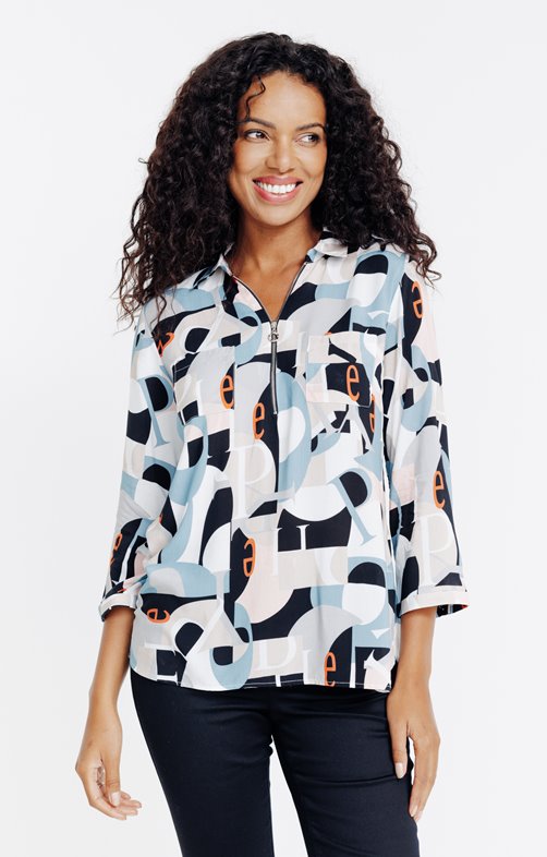 Tunique col chemise fermeture zippée