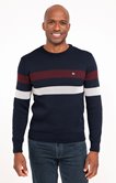 Pull col rond rayé Bordo