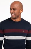 Pull col rond rayé Bordo