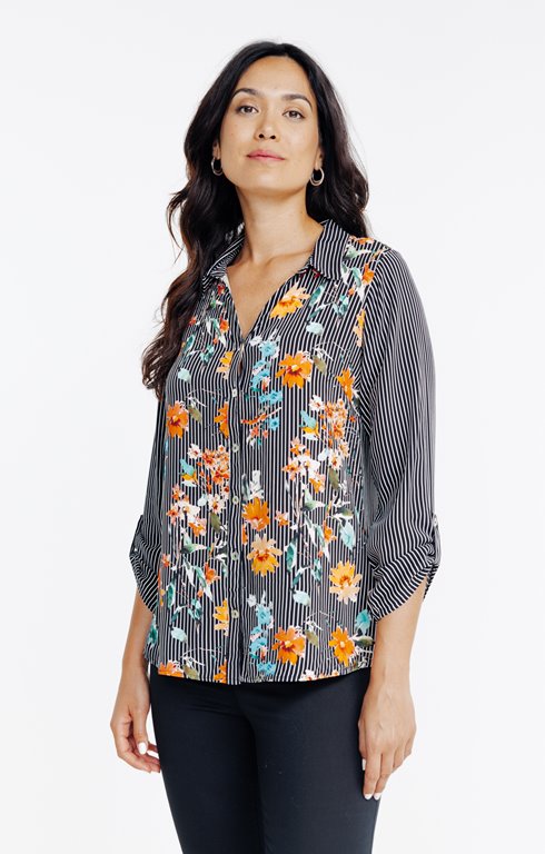 Chemise rayée imprimée