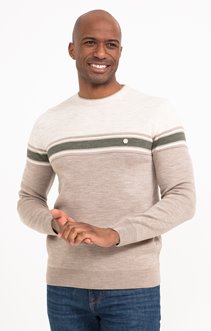 Pull col rond rayé Brique
