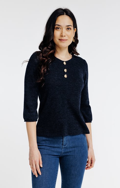 Pull uni manches 3/4 