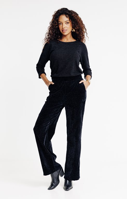 PANTALON LARGE EN VELOURS PAILLETTES