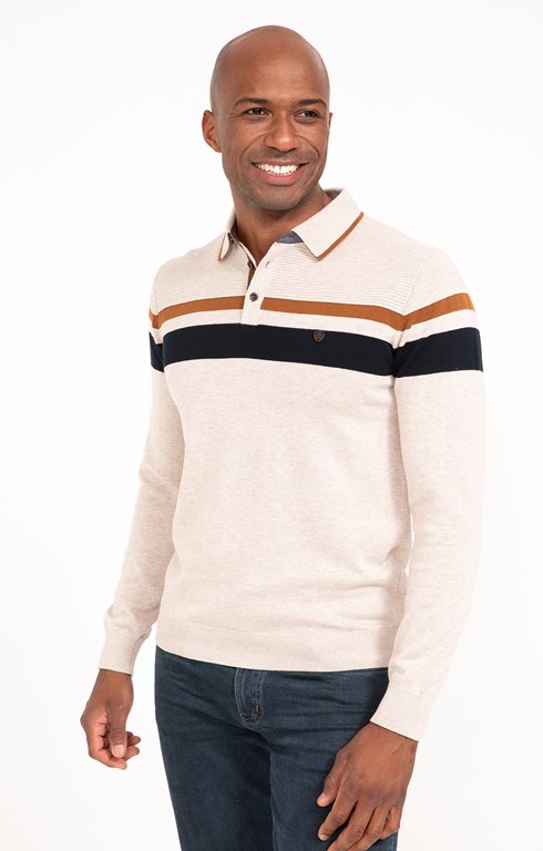 Pull col polo rayé Stripe