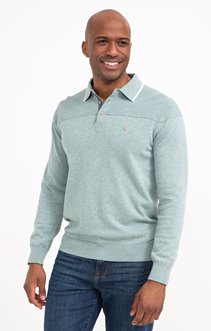 Pull col polo uni Tilleul