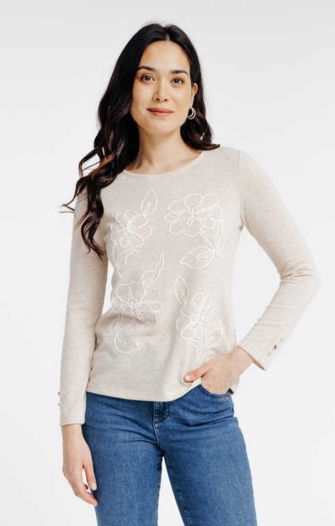 Tee-shirt brodé manches longues