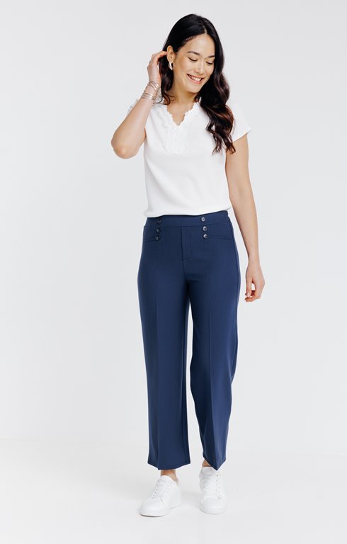 Pantalon aspect flamme à pont