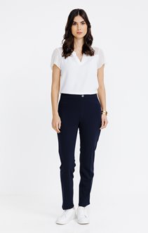 Pantalon slim en maille dos élastique