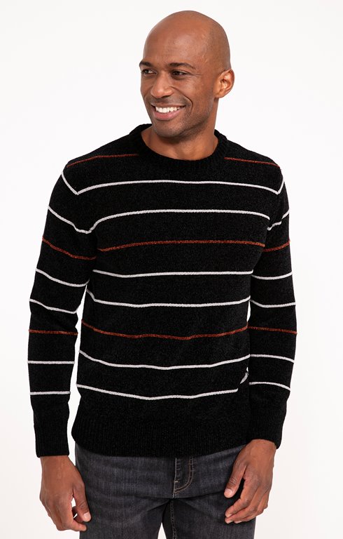 Pull col rond rayé chenille